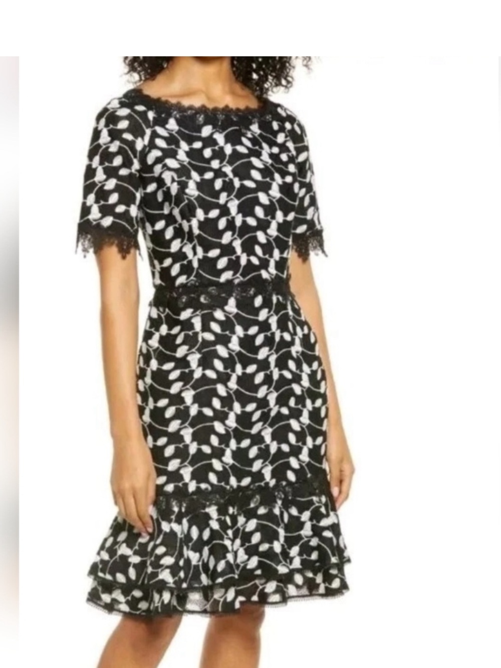Shani Black & White Embroidered Dress size 14